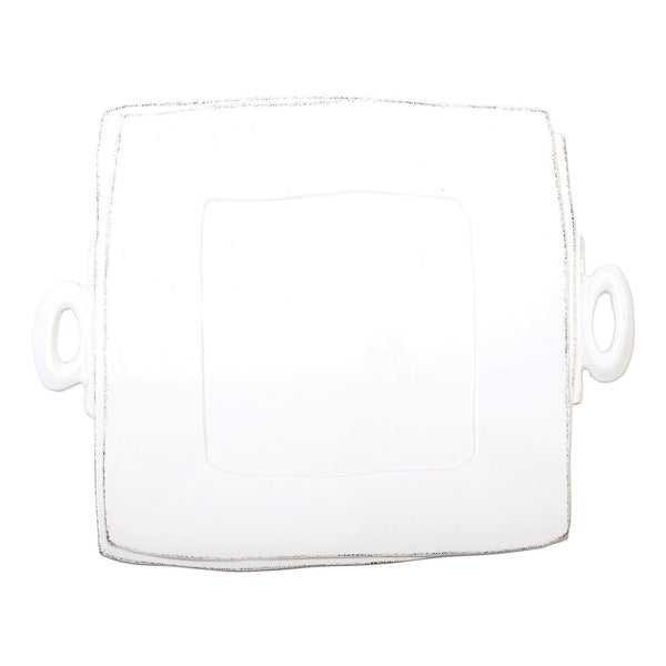 Lastra White Square Handled Platter