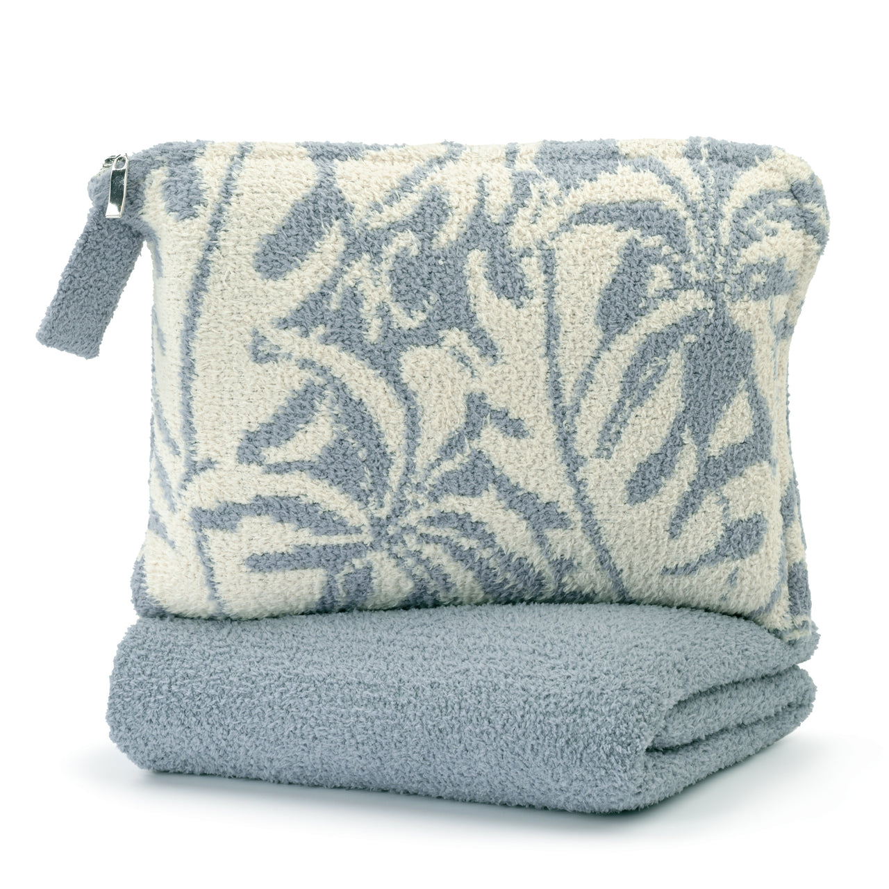 Botanical Travel Blanket with Strap Chenilla Fine