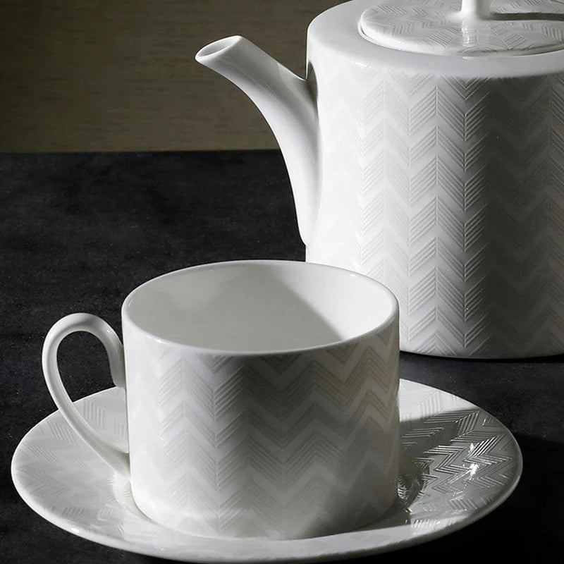 Missoni ZIG ZAG White Tea Cup & Saucer in Luxury Box (set of 2)