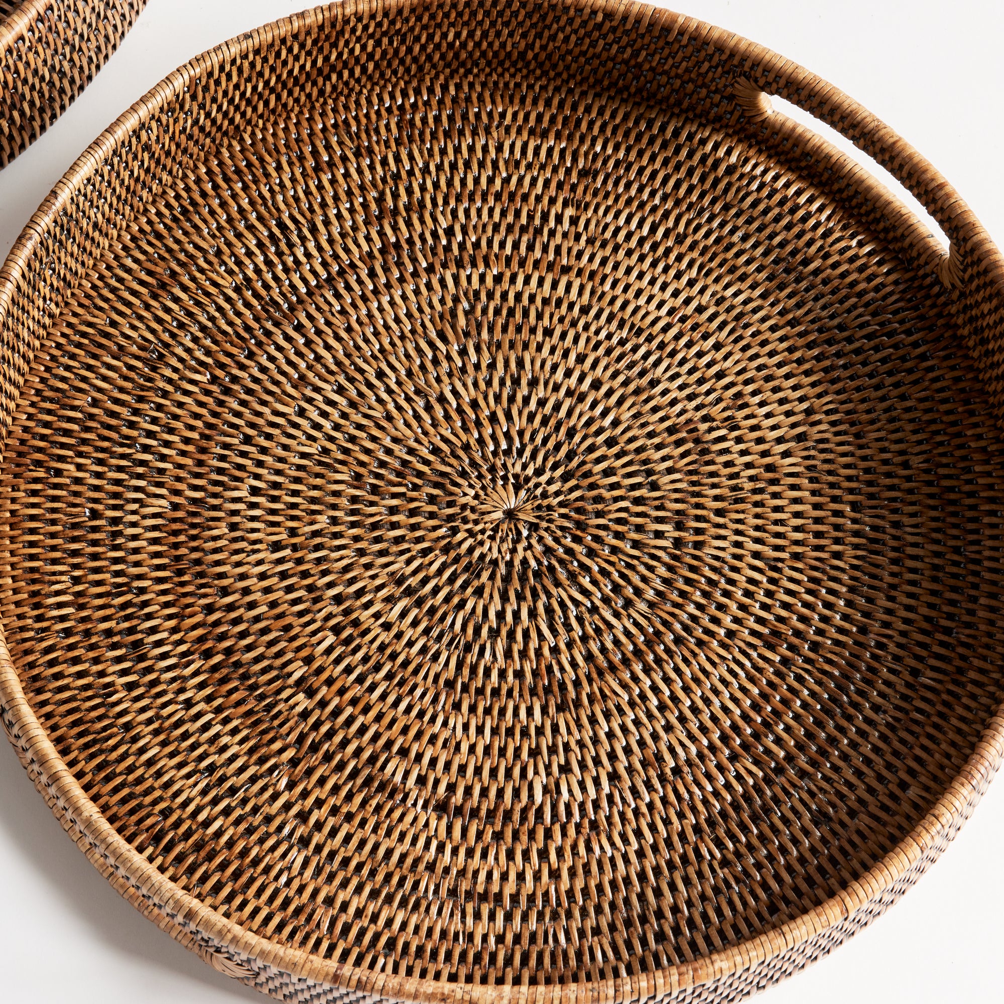 BURMA RATTAN ROUND OTTOMAN TRAYS