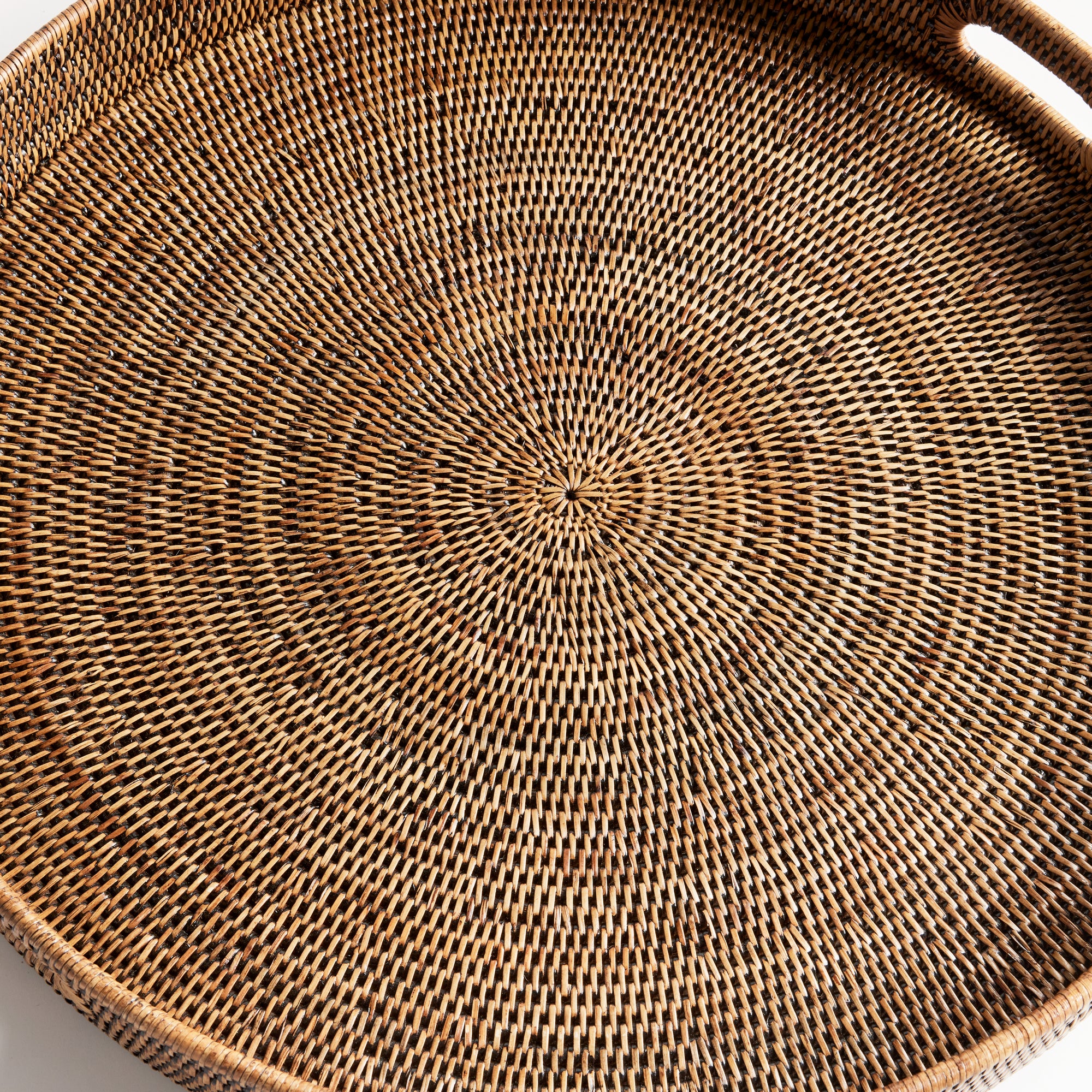 BURMA RATTAN ROUND OTTOMAN TRAYS