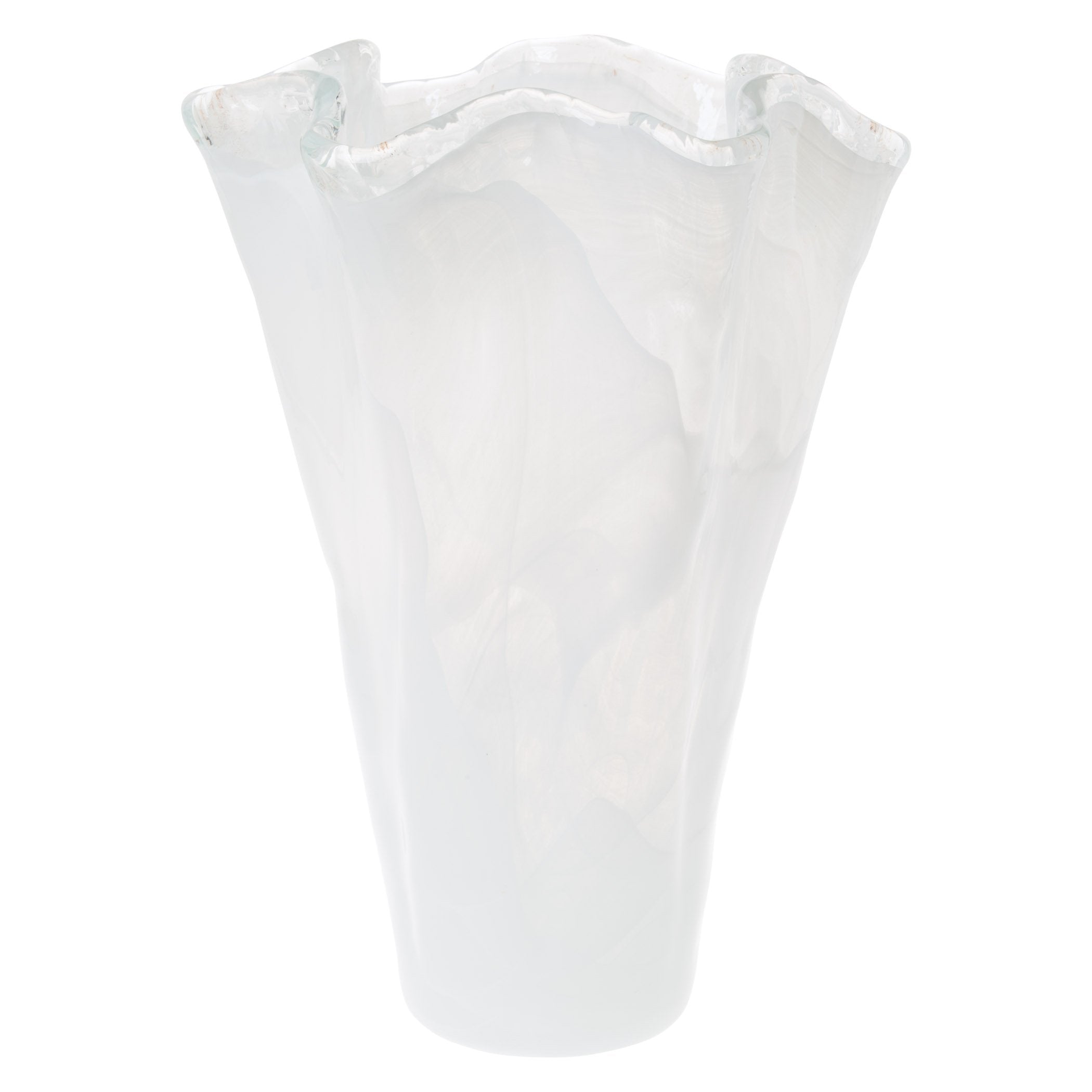 White Onda Glass Vase, Large