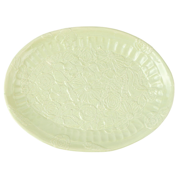 Pietra Fiori Pistachio Oval Platter