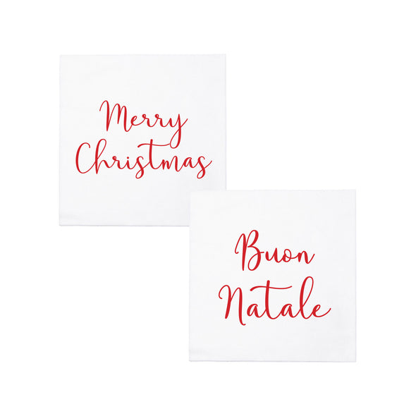 Papersoft Merry Christmas/Buon Natale Cocktail Napkins