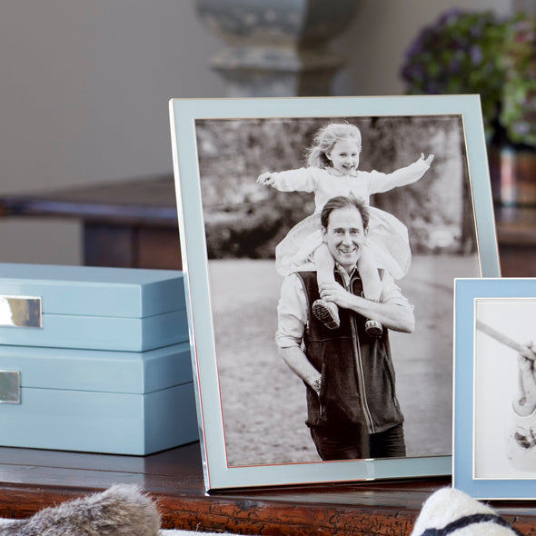 Powder Blue Enamel & Silver Picture Frame