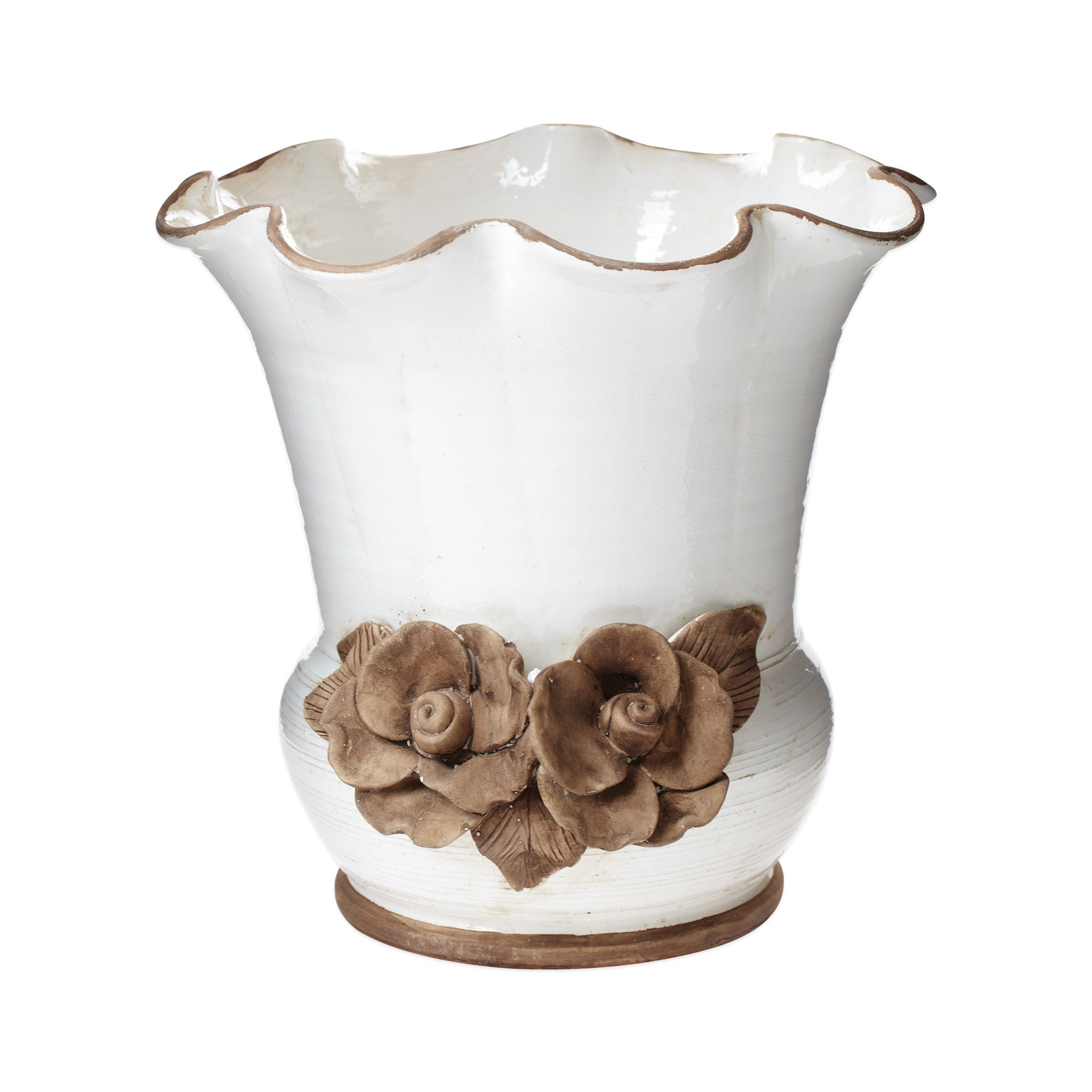Rustic Garden Scalloped Planter w/ Flowers
