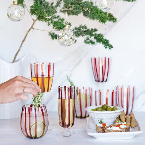 Nuovo Stripe Stemless Wine Glass Set