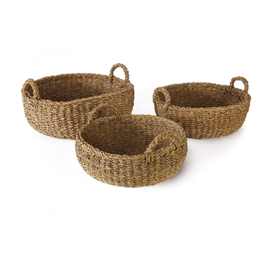 Seagrass Shallow Basket with Handles
