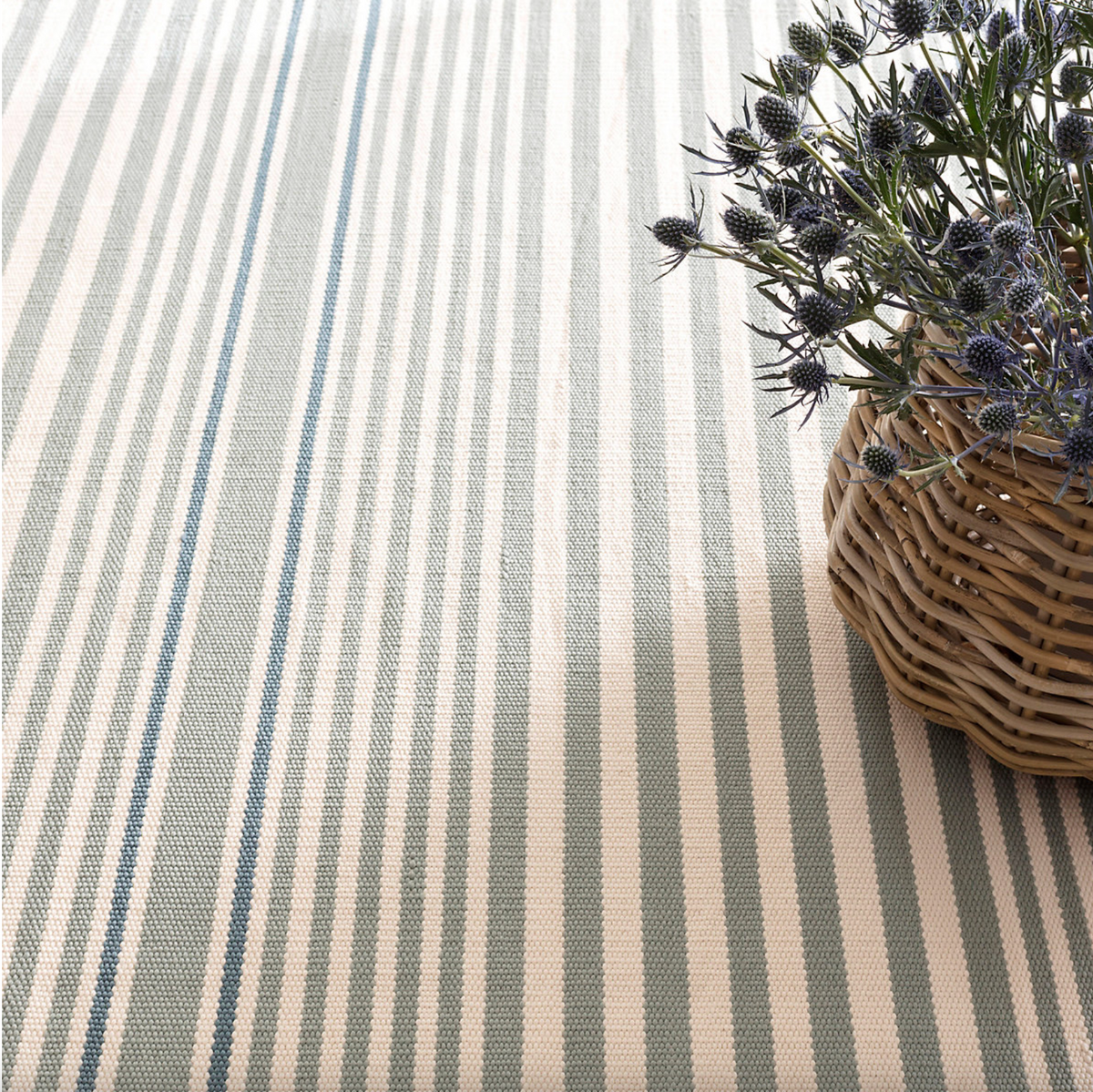 Rugby Stripe Light Blue Handwoven Indoor/Outdoor Rug Rugs Annie Selke 2x3  