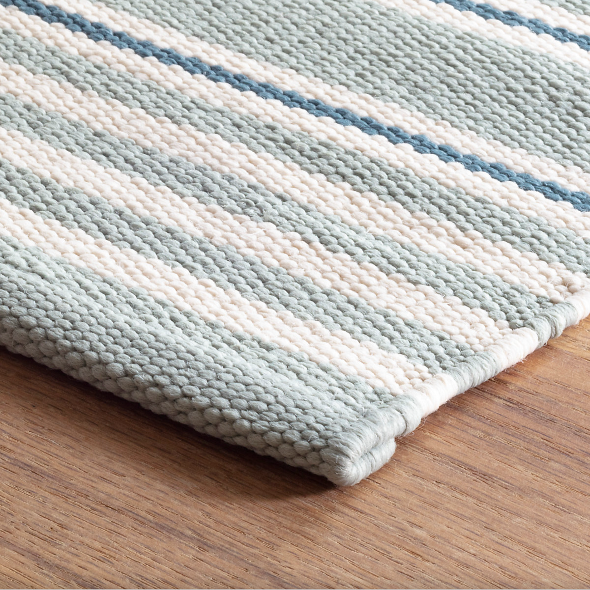 Rugby Stripe Light Blue Handwoven Indoor/Outdoor Rug Rugs Annie Selke   