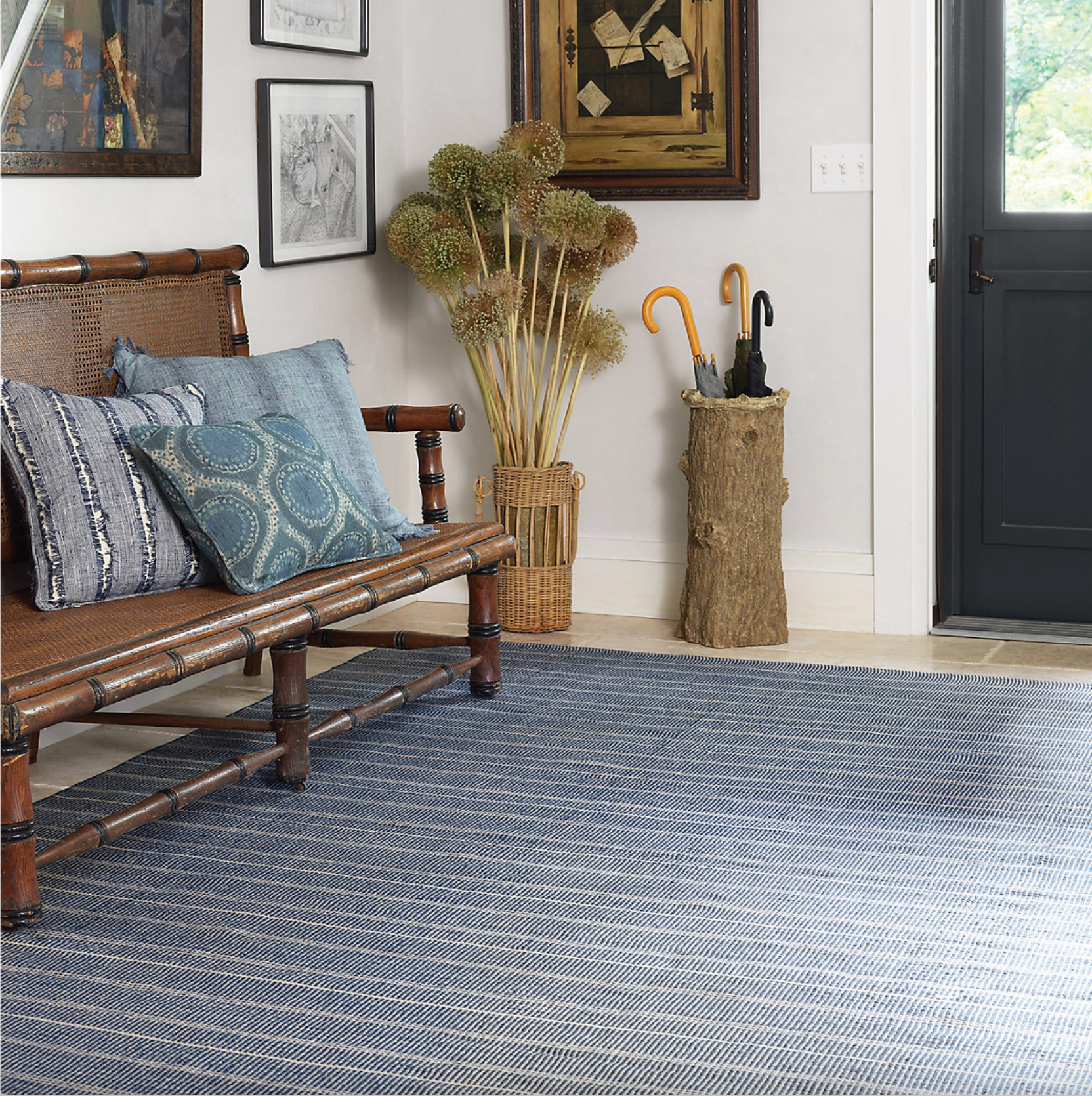 Samson Navy Handwoven Indoor/Outdoor Rug Rugs Annie Selke   