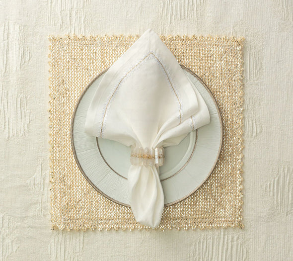 Stamped Reversible Placemat in Sliver & Gold - Kim Seybert, Inc.