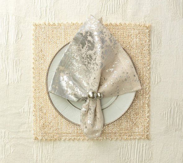 Stamped Reversible Placemat in Sliver & Gold - Kim Seybert, Inc.