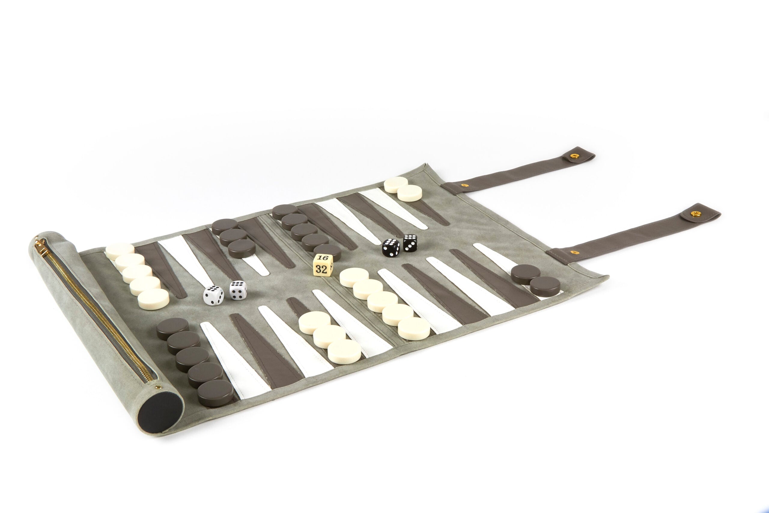 Rolled Backgammon Set Gray
