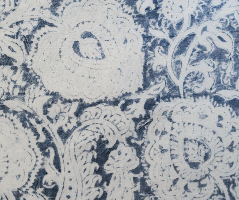Vintage Blue Block Print