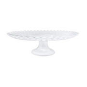 Alabaster White Scalloped Cake Stand Tabletop Mariposa   
