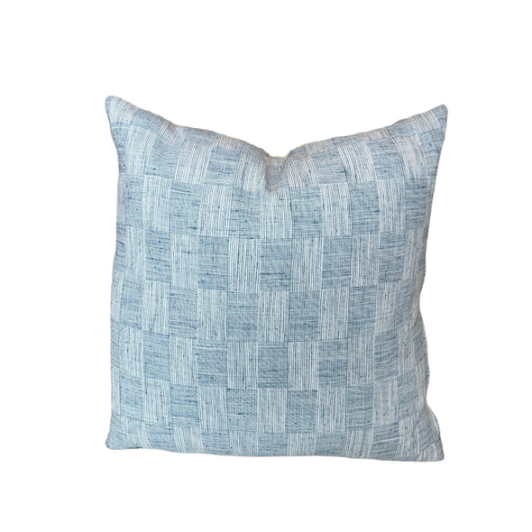 20" x 20" Blue Crosshatch Pillow