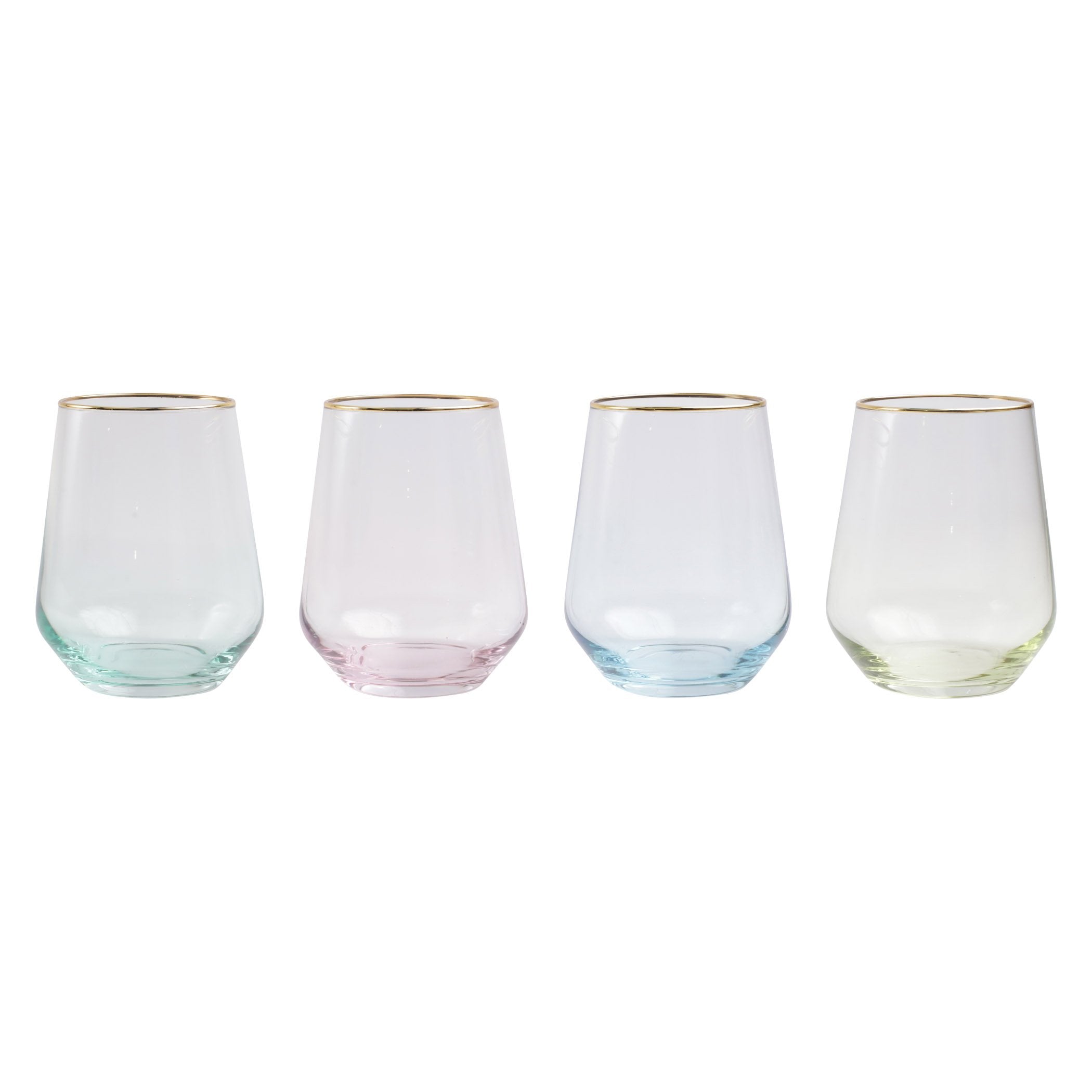 Rainbow Assorted Stemless Wine Glasses