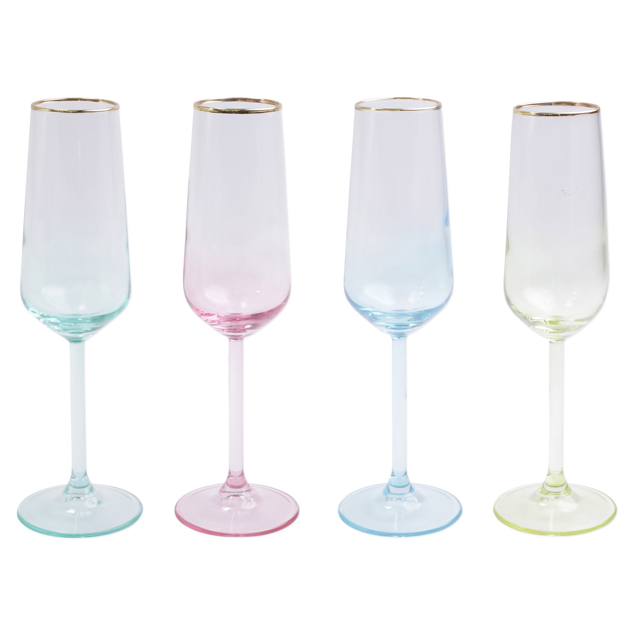 Rainbow Assorted Champagne Flutes