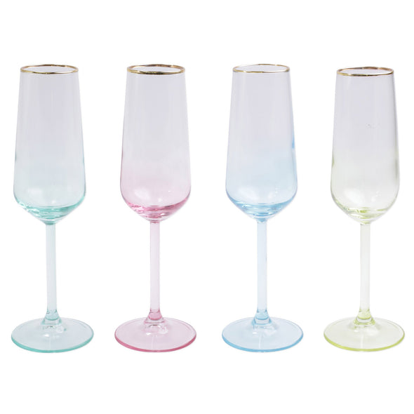 Rainbow Assorted Champagne Flutes