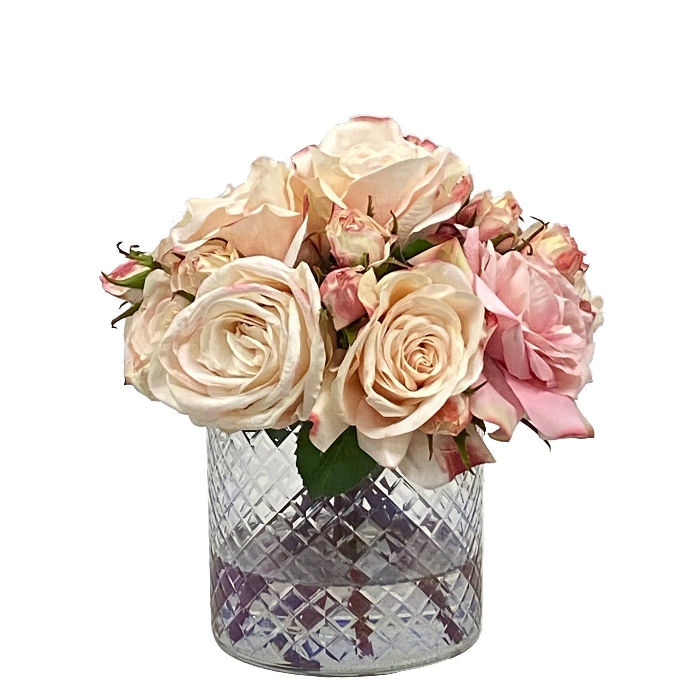 Roses in Cross Etched Vase