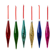 Multi Colored Glass Drop Ornaments (S/6)