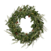 Mixed Evergreen Wreath with LED Lights