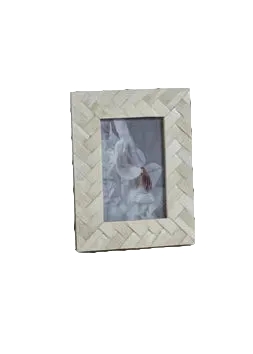 White Bone Braided Picture Frame