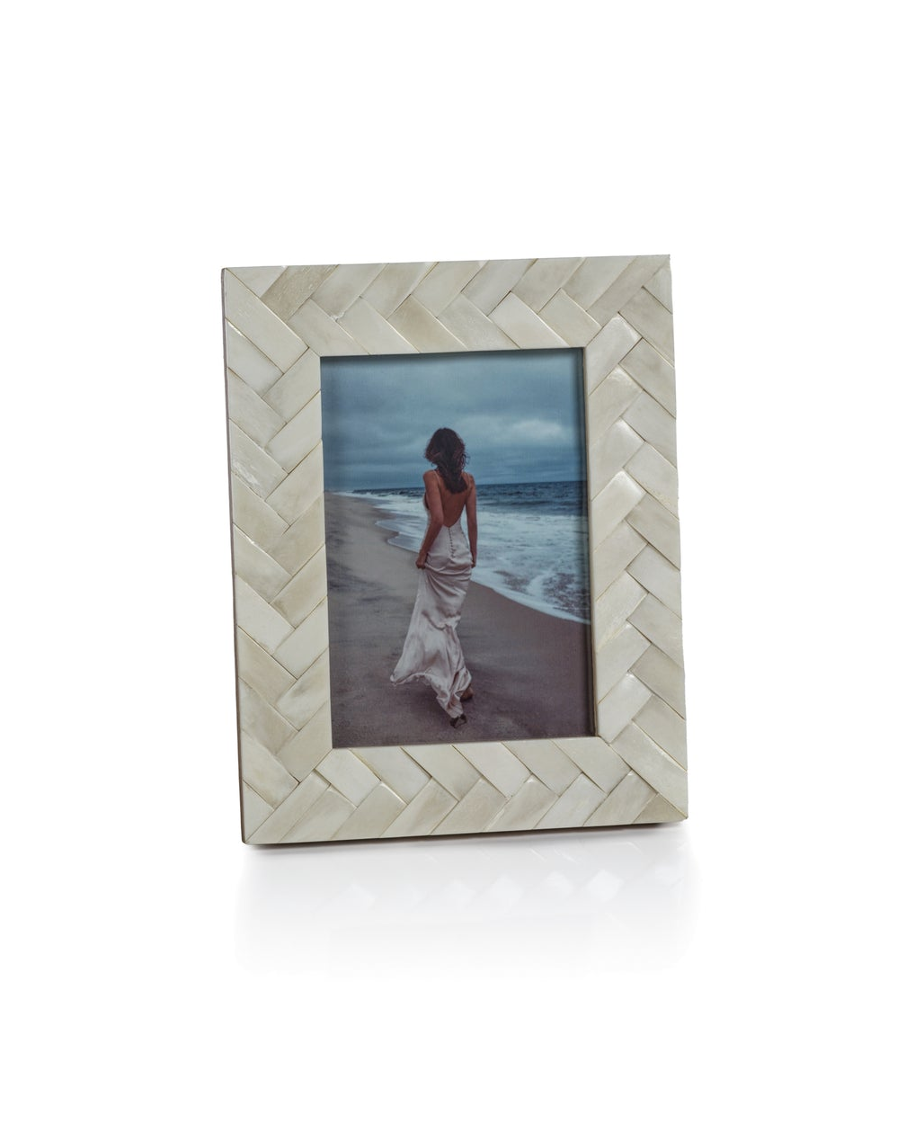 White Bone Braided Picture Frame