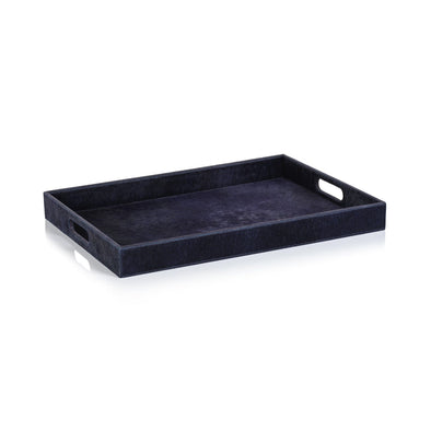 Corviglia Hair On Hide Navy Leather Serving Tray