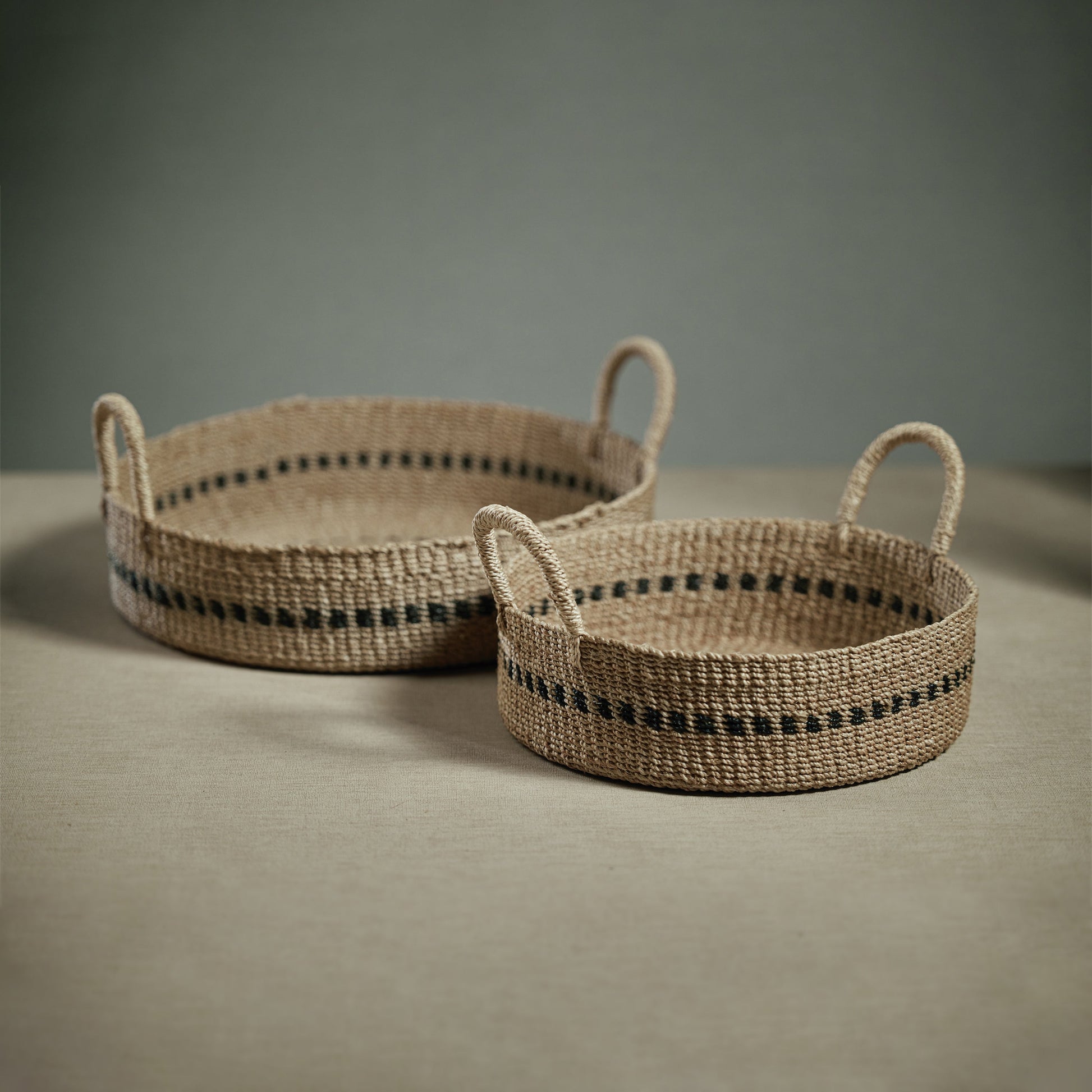 Abaca Basket/Tray w/Black Accents Home Decor Zodax   