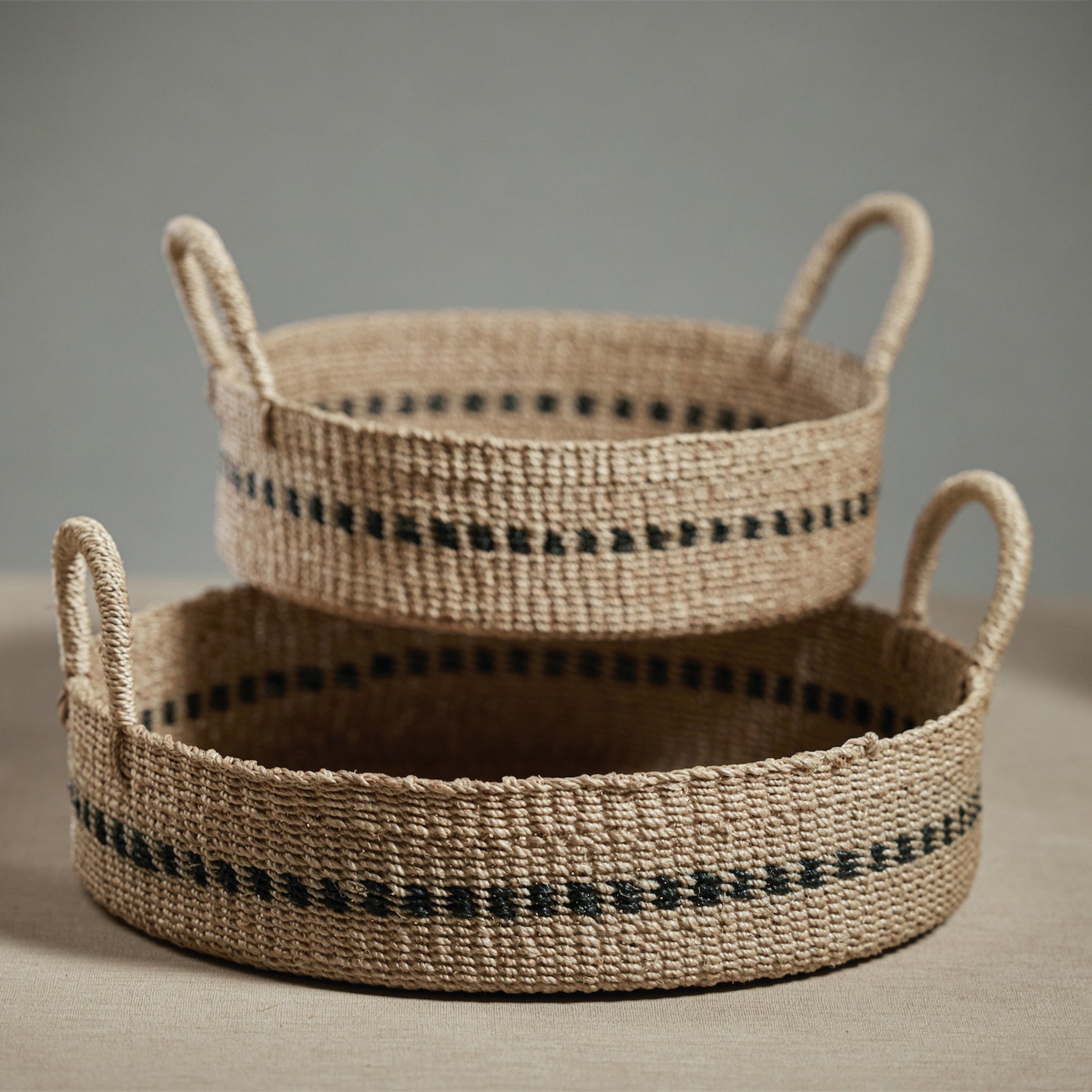 Abaca Basket/Tray w/Black Accents Home Decor Zodax   