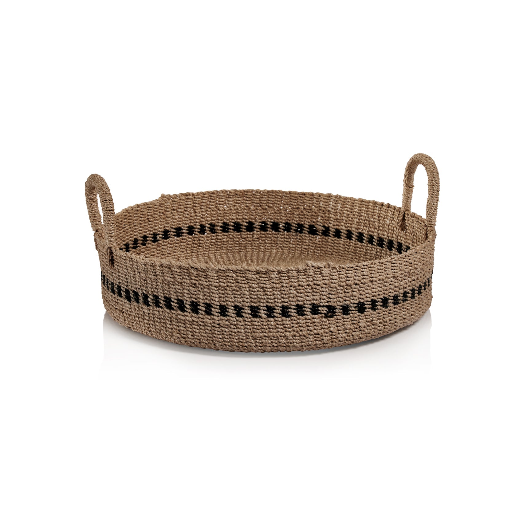 Abaca Basket/Tray w/Black Accents Home Decor Zodax Large  