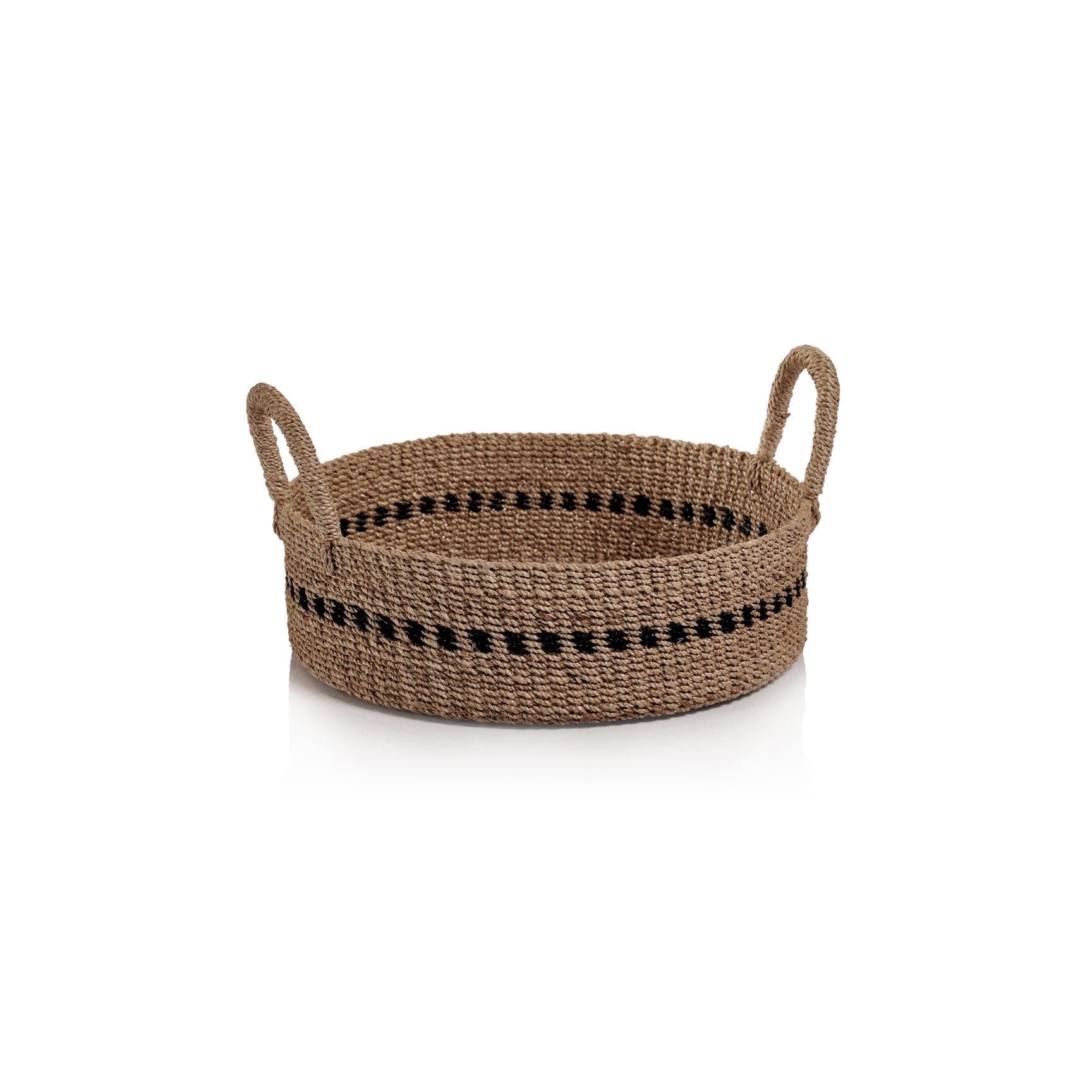 Abaca Basket/Tray w/Black Accents Home Decor Zodax Small  