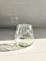 Hand-etched Blown Oval Glass