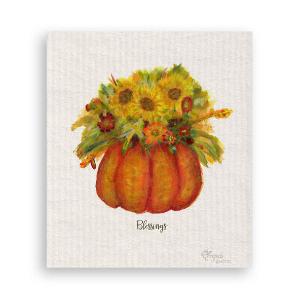 Pumpkin with Fall Flowers Guest Towel