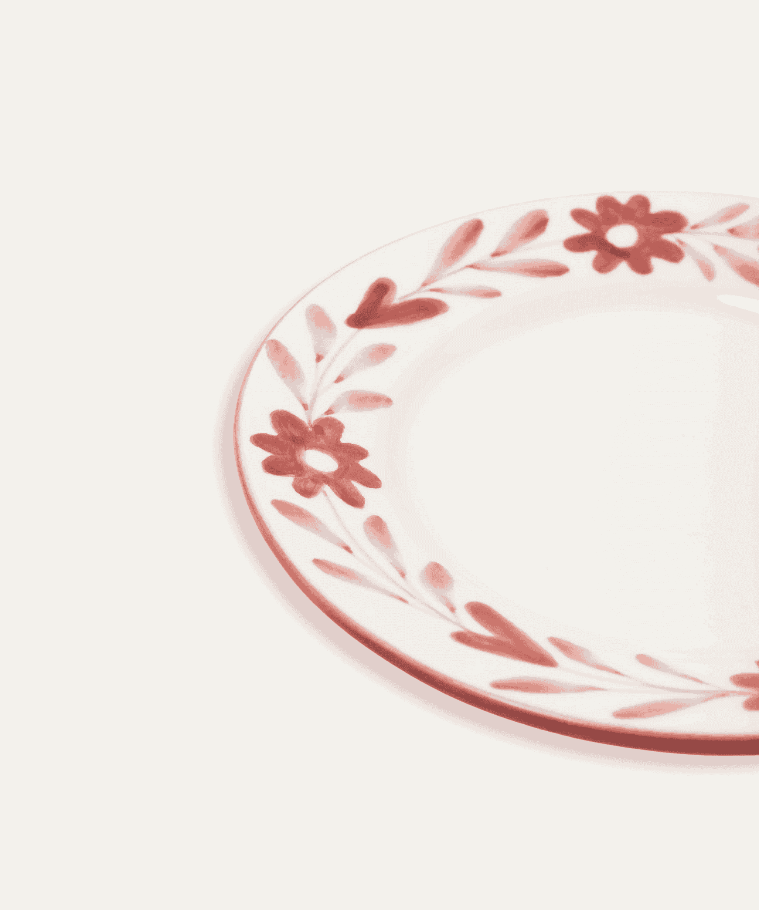 Red Flowers Dessert Plate