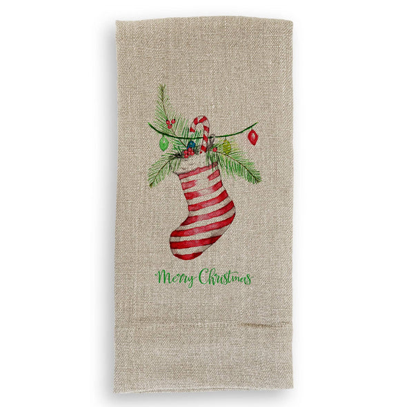 Stocking with Merry Christmas Guest Towel