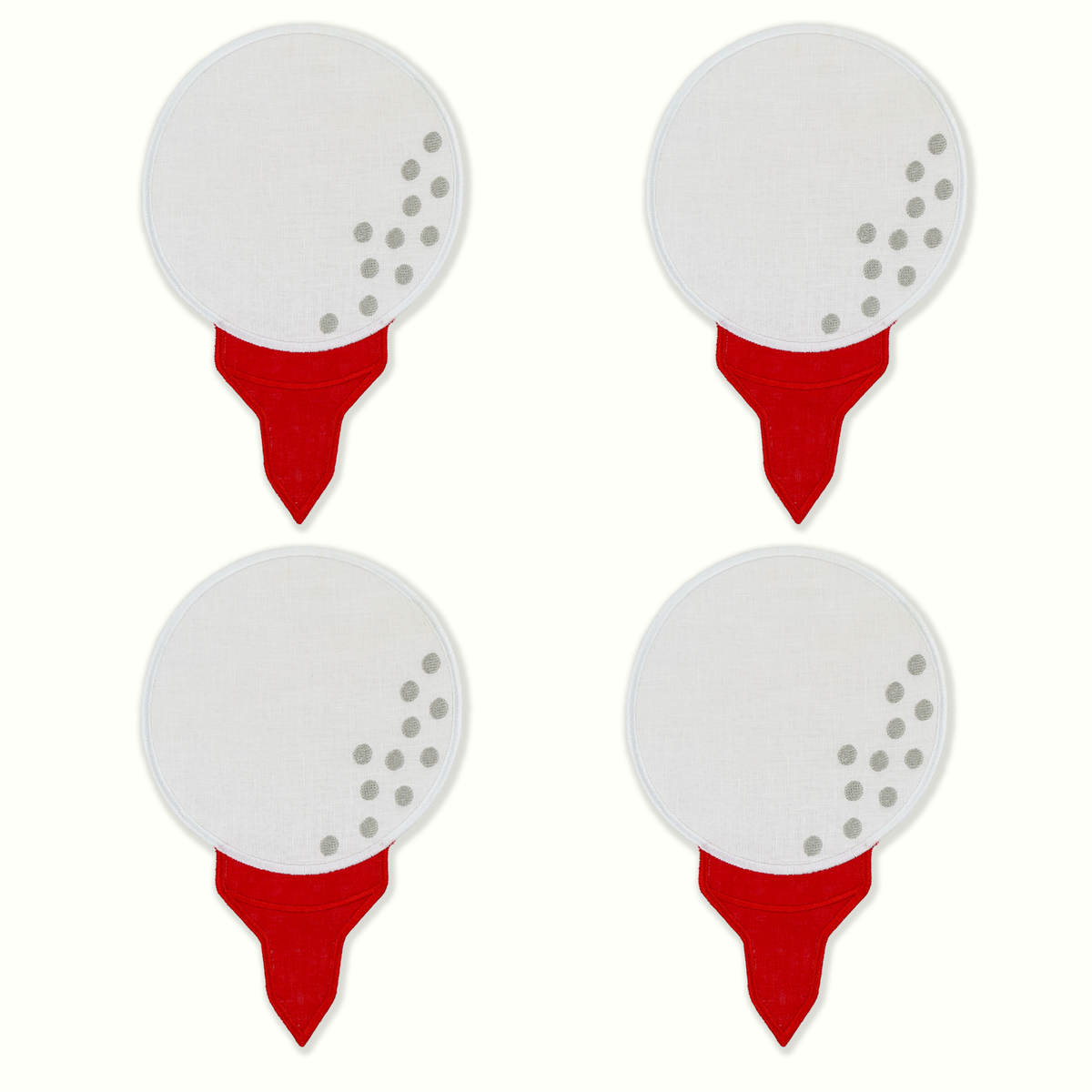 Golf Tee Linen Cocktail Napkins - Set of 4