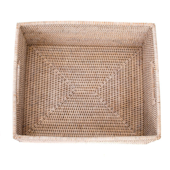 Artifacts Rattan™ Rectangular Basket with Cutout Handles: Honey Brown