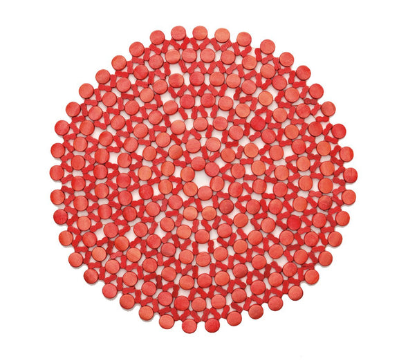 Round Bamboo Placemat in Coral - Kim Seybert, Inc.
