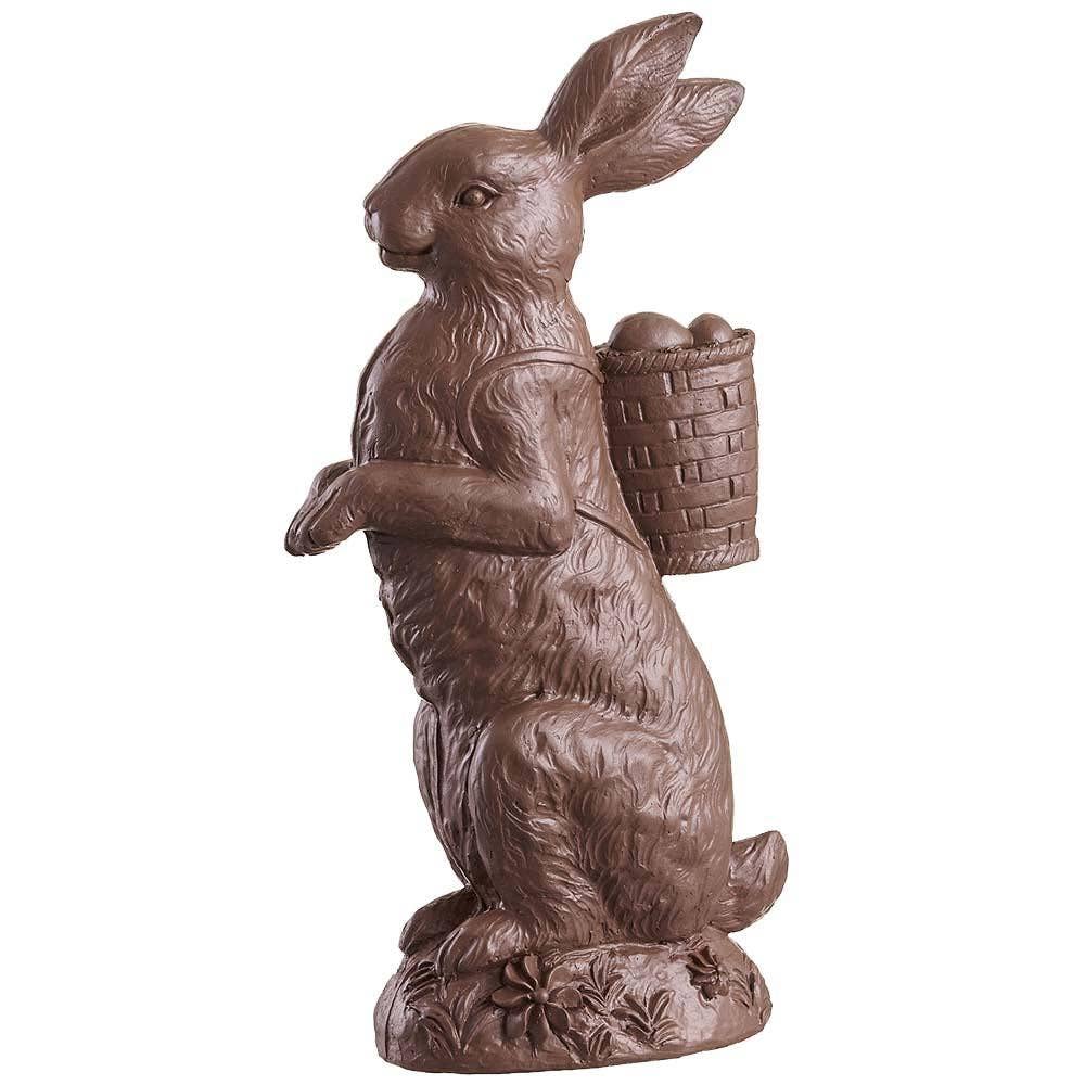 14" Resin Chocolate Bunny Carrying Basket With Eggs