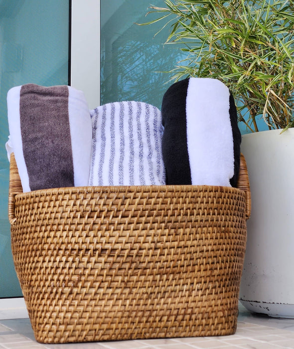 Artifacts Rattan™ Saboga Home Round Basket with Hoop Handles: Honey Brown