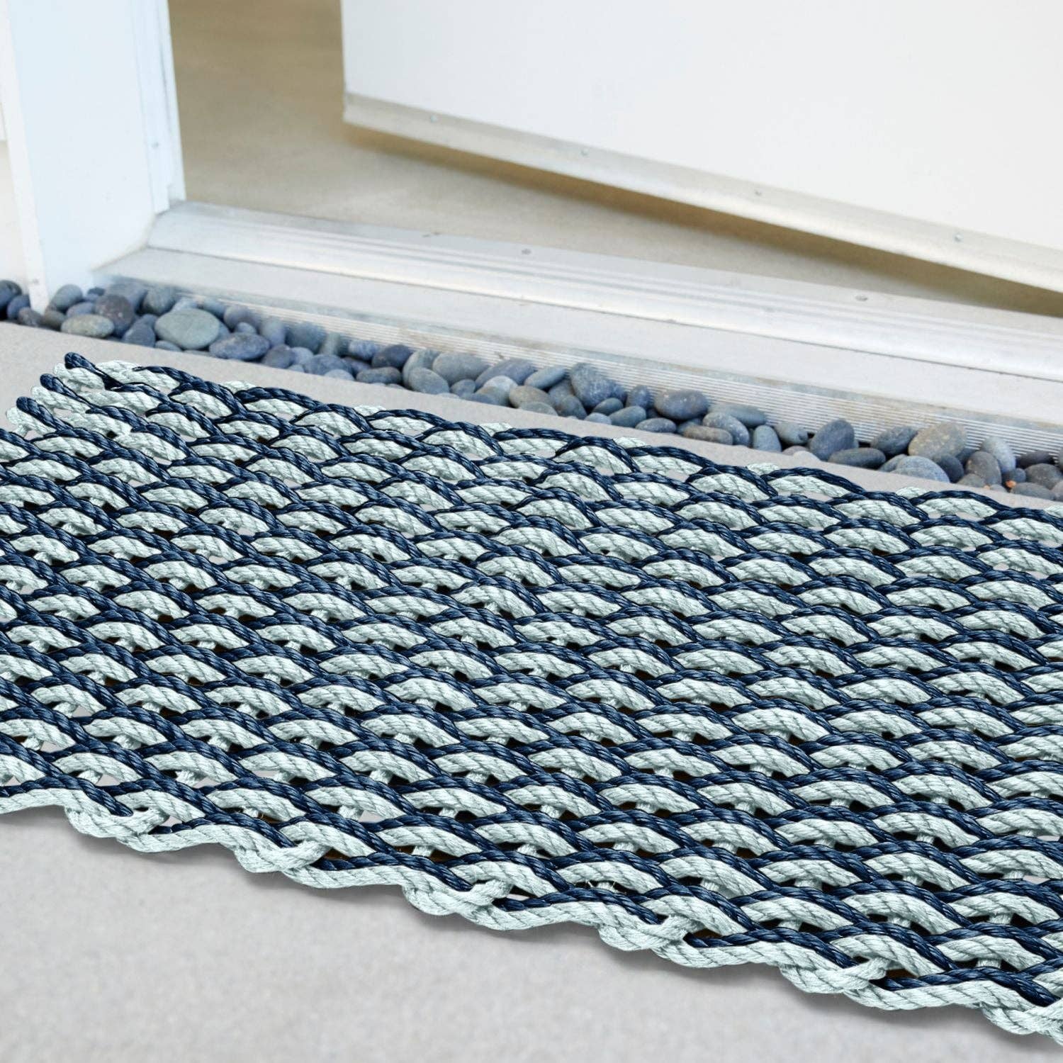 Lobster Rope Doormat: Navy & Seafoam: 24x36