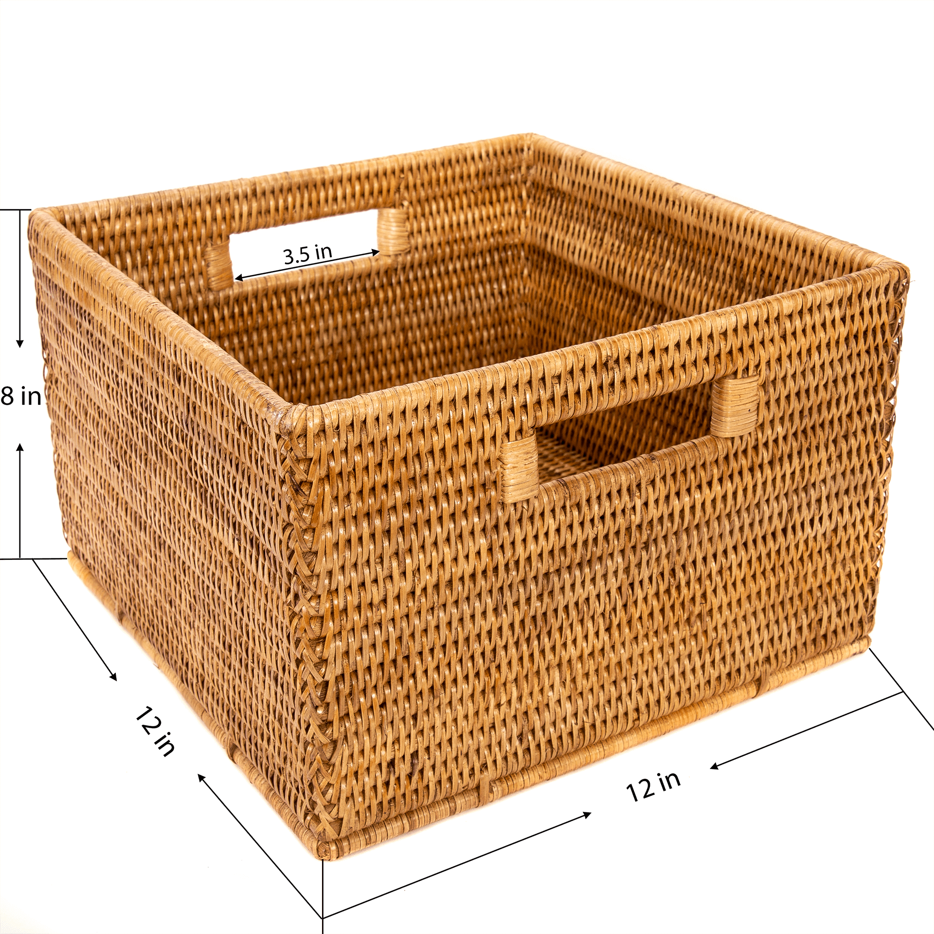 Artifacts Rattan™ Square Storage Basket With Handles: Honey Brown