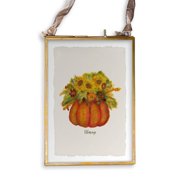 Pumpkin with Fall Flowers Guest Towel