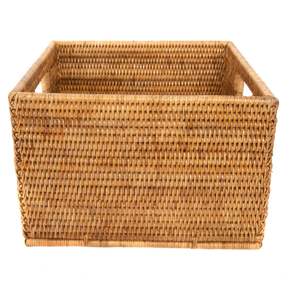 Artifacts Rattan™ Square Storage Basket With Handles: Honey Brown