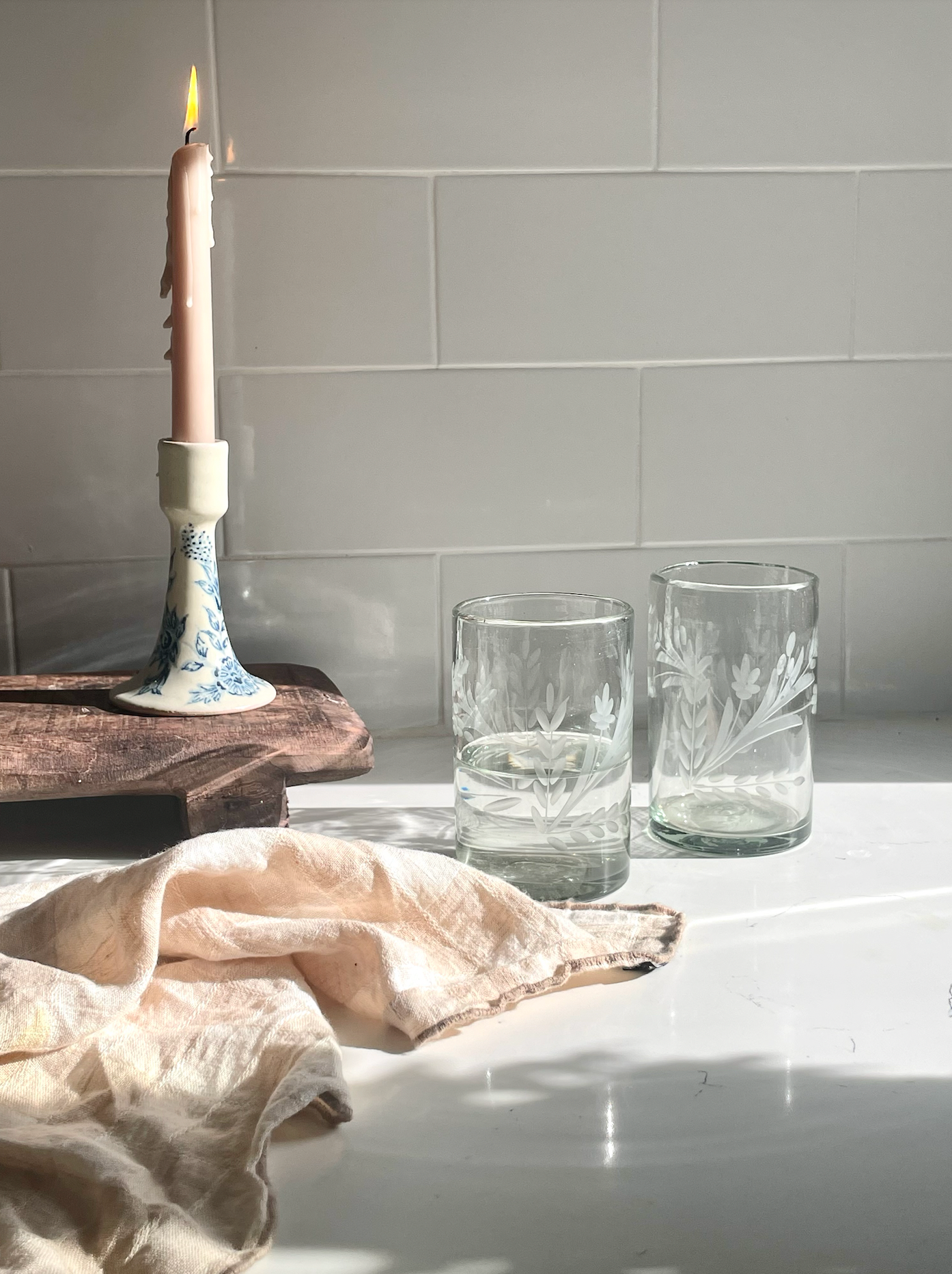 Hand-etched Tumbler Glass: Medium