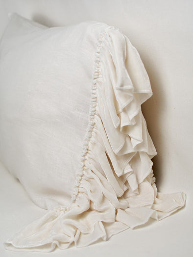 Isabella Tatter Velvet Ruffle Linen Pillowcase