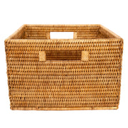 Artifacts Rattan™ Square Storage Basket With Handles: Honey Brown